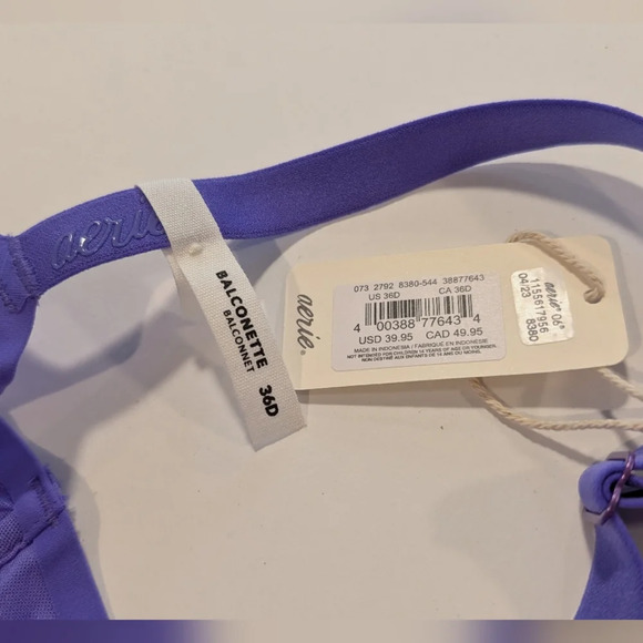 NWT Aerie Smoothez Mesh unlined balconette bra purple size 36D - Picture 3 of 6